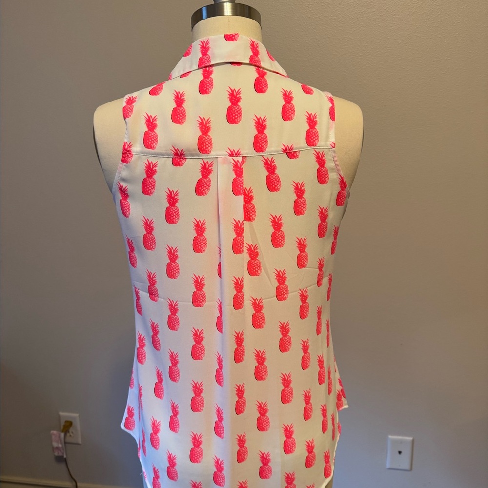 Express White Blouse With Pink Pineapple Print View 2